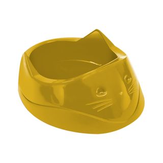 Comedouro-Plastico-Furacao-Pet-Cara-de-Gato-200ml---Amarelo