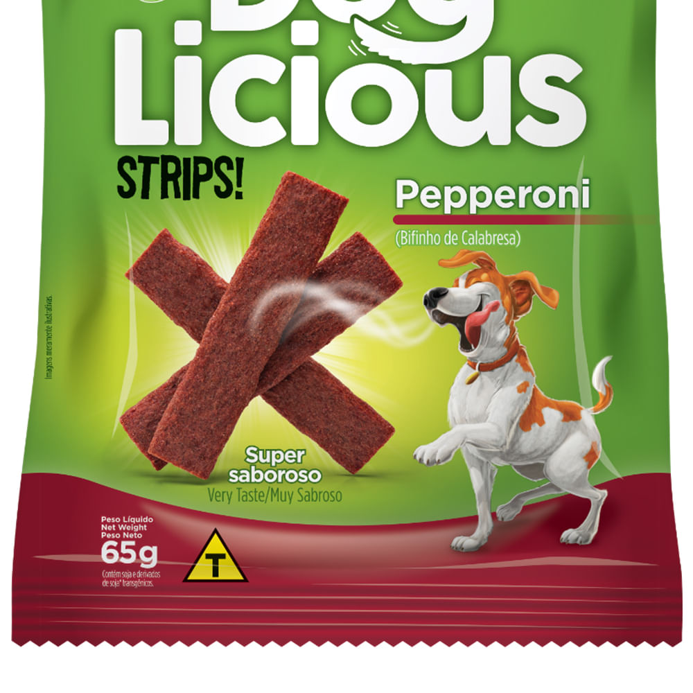 Petiscos Dog Licious Strip Pepperoni Bifinho de Calabresa 65g parceiropet