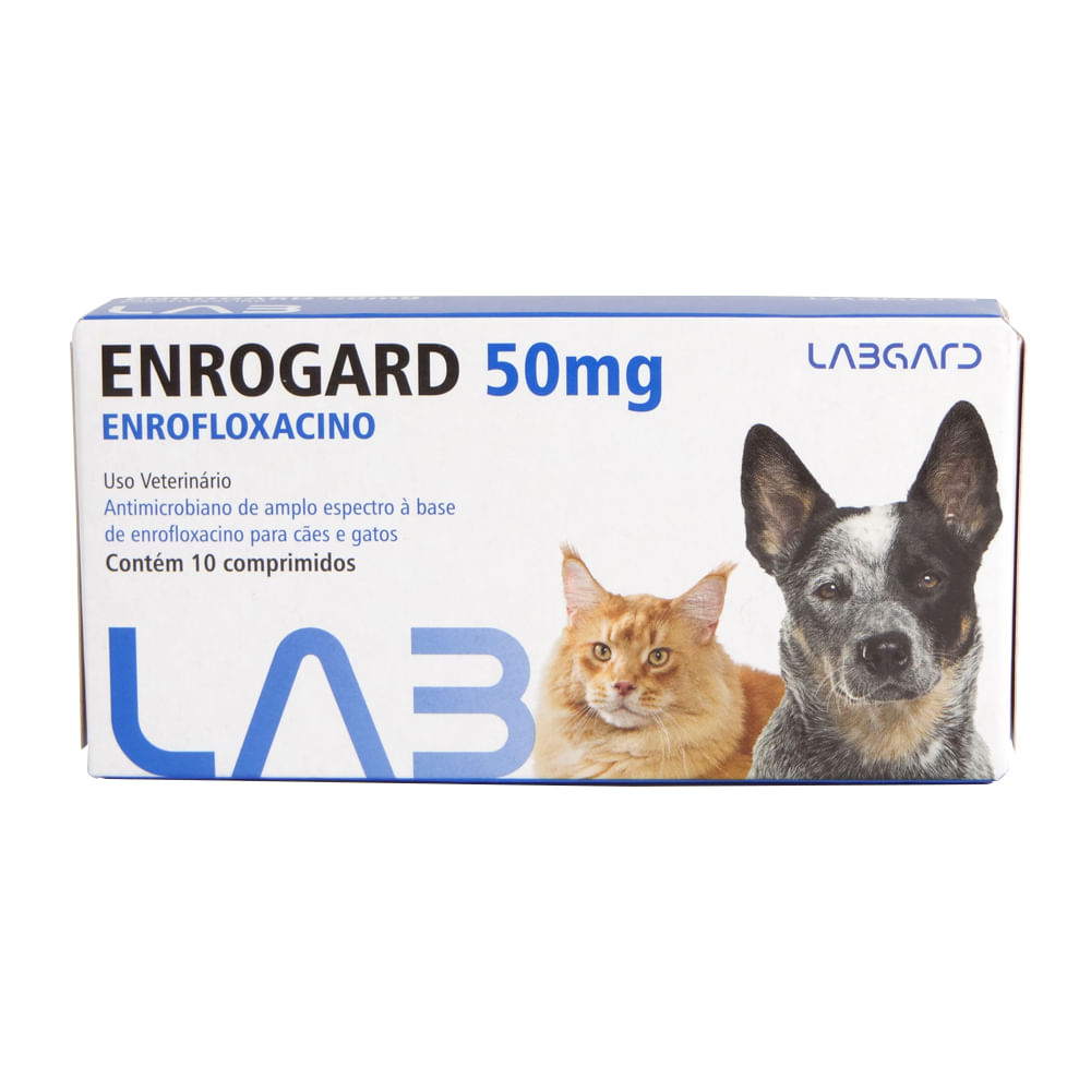 Antimicrobiano Enrogard Labgard 50mg p/ Cães e Gatos c/10 Comprimidos