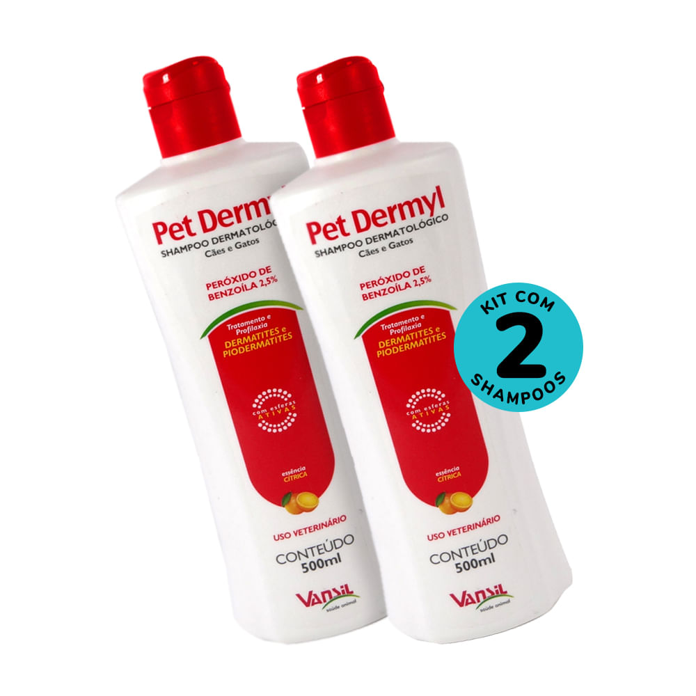 Kit Shampoo Pet Dermyl 500ml Vansil c/ 2 unidades parceiropet