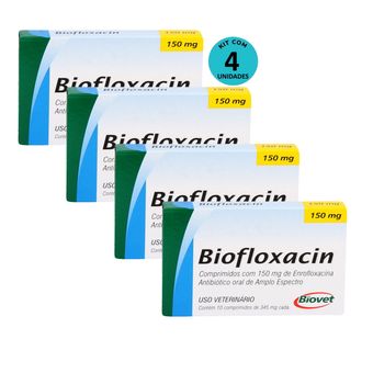 Kit-4-Biofloxacin-Biovet-150mg-C-10-Comprimidos Kit-4-Biofloxacin-Biovet-150mg-C-10-Comprimidos