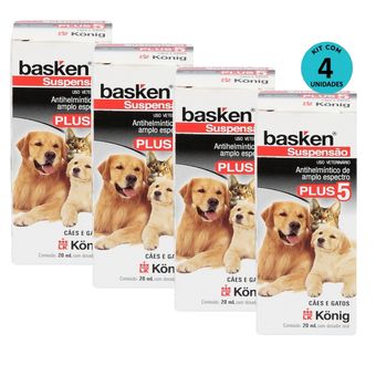 Kit-4-Vermifugo-Basken-Suspensao-Plus-5-Konig-20ml-P-Caes-E-Gatos Kit-4-Vermifugo-Basken-Suspensao-Plus-5-Konig-20ml-P-Caes-E-Gatos