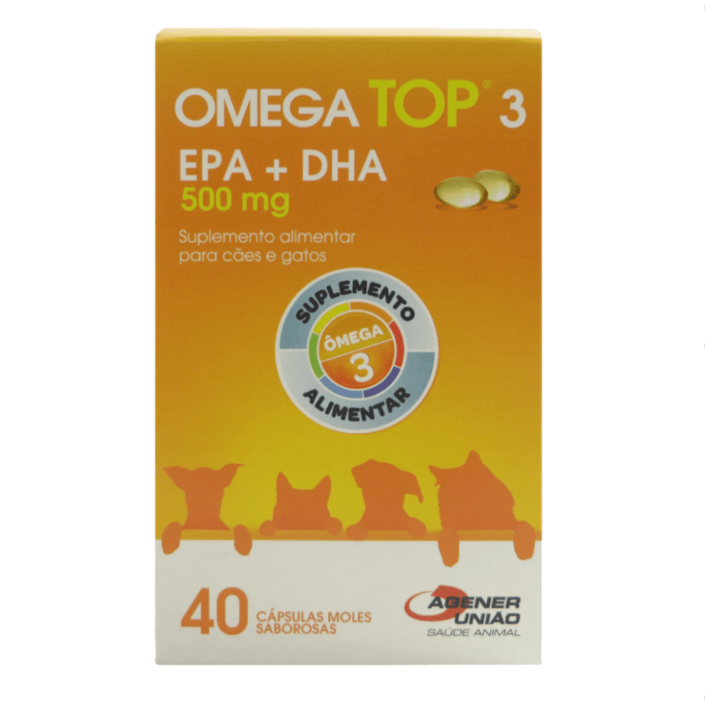 Omega Top 3 EPA + DHA 500mg Suplem. Alimentar C/ 40 cápsulas Moles