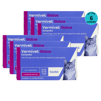 Kit-6-Vermifugo-Vermivet-Gatos-330mg-C-4-Comprimidos Kit-6-Vermifugo-Vermivet-Gatos-330mg-C-4-Comprimidos