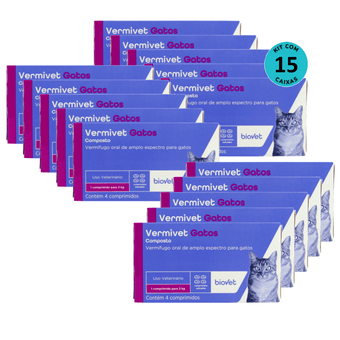 Kit-15-Vermifugo-Vermivet-Gatos-330mg-C-4-Comprimidos Kit-15-Vermifugo-Vermivet-Gatos-330mg-C-4-Comprimidos