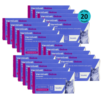 Kit-20-Vermifugo-Vermivet-Gatos-330mg-C-4-Comprimidos Kit-20-Vermifugo-Vermivet-Gatos-330mg-C-4-Comprimidos