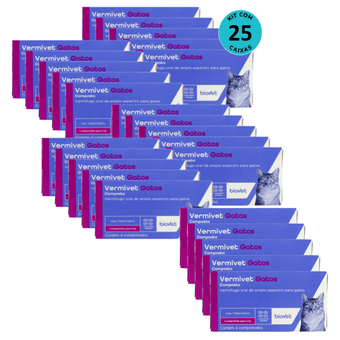 Kit-25-Vermifugo-Vermivet-Gatos-330mg-C-4-Comprimidos Kit-25-Vermifugo-Vermivet-Gatos-330mg-C-4-Comprimidos