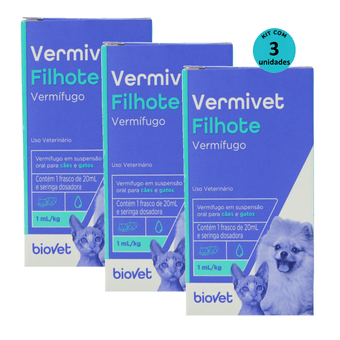 Kit-3-Vermifugo-Vermivet-Filhotes-Biovet-20ml Kit-3-Vermifugo-Vermivet-Filhotes-Biovet-20ml