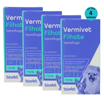 Kit-4-Vermifugo-Vermivet-Filhotes-Biovet-20ml Kit-4-Vermifugo-Vermivet-Filhotes-Biovet-20ml