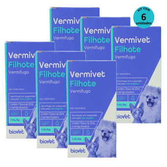 Kit-6-Vermifugo-Vermivet-Filhotes-Biovet-20ml Kit-6-Vermifugo-Vermivet-Filhotes-Biovet-20ml