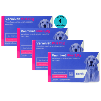 Kit-4-Vermivet-Plus-Biovet-2g-com-2-Comprimidos Kit-4-Vermivet-Plus-Biovet-2g-com-2-Comprimidos
