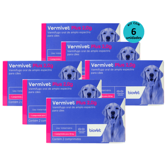 Kit-6-Vermivet-Plus-Biovet-2g-com-2-Comprimidos Kit-6-Vermivet-Plus-Biovet-2g-com-2-Comprimidos