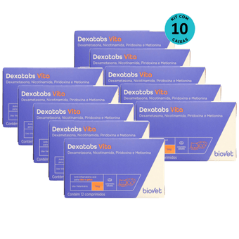 Kit-10-Dexatabs-Vita-para-Caes-e-Gatos-1mg-com-12-comprimidos---Biovet Kit-10-Dexatabs-Vita-para-Caes-e-Gatos-1mg-com-12-comprimidos---Biovet