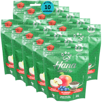Kit-10-Hana-Natural-Life-Maca-Blueberry-Chia-80g-Para-Caes-Adultos Kit-10-Hana-Natural-Life-Maca-Blueberry-Chia-80g-Para-Caes-Adultos