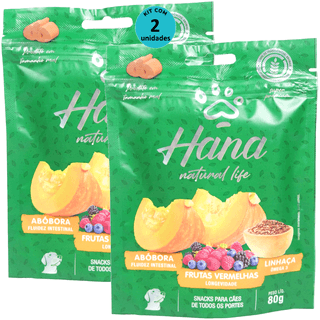 Kit-2-Hana-Natural-Life-Abobora-Frutas-Vermelhas-Linhaca-80g-Para-Caes-Adultos