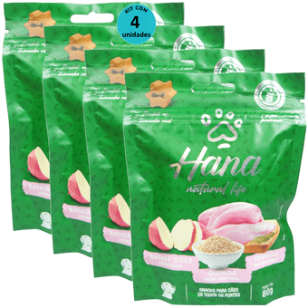 Kit-4-Hana-Natural-Life-Batata-Doce-Quinoa-Frango-80g-Para-Caes-Adultos Kit-4-Hana-Natural-Life-Batata-Doce-Quinoa-Frango-80g-Para-Caes-Adultos