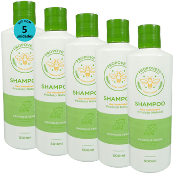 Kit-5-Shampoo-Natural-Propovets-Propolis-Verde-Caes-Gatos-Equinos-500ml Kit-5-Shampoo-Natural-Propovets-Propolis-Verde-Caes-Gatos-Equinos-500ml