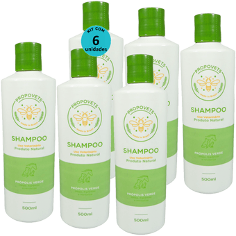 Kit-6-Shampoo-Natural-Propovets-Propolis-Verde-Caes-Gatos-Equinos-500ml Kit-6-Shampoo-Natural-Propovets-Propolis-Verde-Caes-Gatos-Equinos-500ml