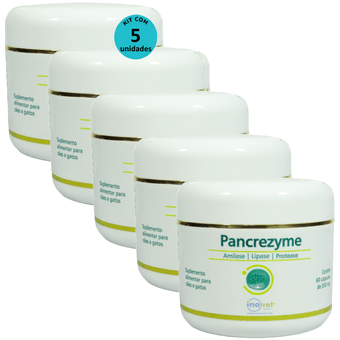 Kit-5-Pancrezyme-60-Capsulas-500mg-Para-Caes-e-Gatos-Inovet Kit-5-Pancrezyme-60-Capsulas-500mg-Para-Caes-e-Gatos-Inovet