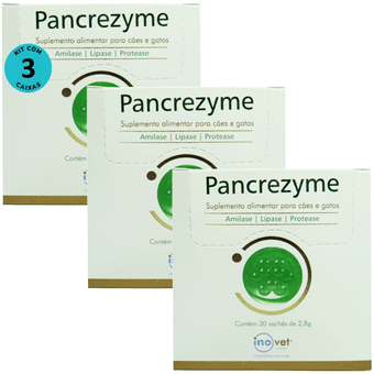 Kit-3-Pancrezyme-Com-30-Sache-de-28g-para-Caes-e-Gatos Kit-3-Pancrezyme-Com-30-Sache-de-28g-para-Caes-e-Gatos