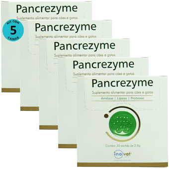 Kit-5-Pancrezyme-Com-30-Sache-de-28g-para-Caes-e-Gatos Kit-5-Pancrezyme-Com-30-Sache-de-28g-para-Caes-e-Gatos