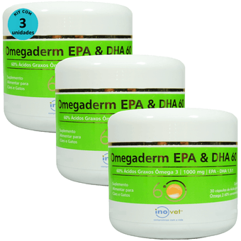 Kit-3-Omegaderm-EPA---DHA-60-Para-Caes-e-Gatos-1000mgCom-30-Capsulas Kit-3-Omegaderm-EPA---DHA-60-Para-Caes-e-Gatos-1000mgCom-30-Capsulas