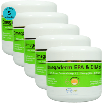 Kit-5-Omegaderm-EPA---DHA-60-Para-Caes-e-Gatos-1000mgCom-30-Capsulas Kit-5-Omegaderm-EPA---DHA-60-Para-Caes-e-Gatos-1000mgCom-30-Capsulas