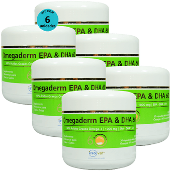 Kit-6-Omegaderm-EPA---DHA-60-Para-Caes-e-Gatos-1000mgCom-30-Capsulas