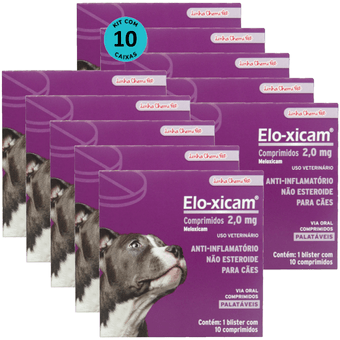 Kit-10-Elo-Xicam-20mg-com-10-comp-Para-Caes Kit-10-Elo-Xicam-20mg-com-10-comp-Para-Caes