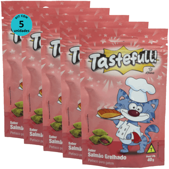 Kit-5-Tastefull-Gatos-Sabor-Salmao-Grelhado-40g Kit-5-Tastefull-Gatos-Sabor-Salmao-Grelhado-40g