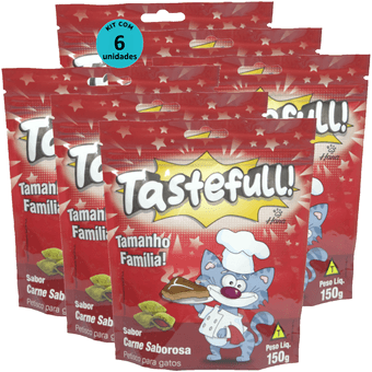 Kit-6-Tastefull-Gatos-Sabor-Carne-Saborosa-150g Kit-6-Tastefull-Gatos-Sabor-Carne-Saborosa-150g