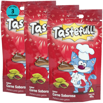 Kit-3-Tastefull-Gatos-Sabor-Carne-Saborosa-40g Kit-3-Tastefull-Gatos-Sabor-Carne-Saborosa-40g