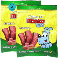 Kit-2-Petisco-Turma-Da-Monica-Pets-Bifinho-Para-Caes-Adultos-Sabor-Carne-e-Vegetais