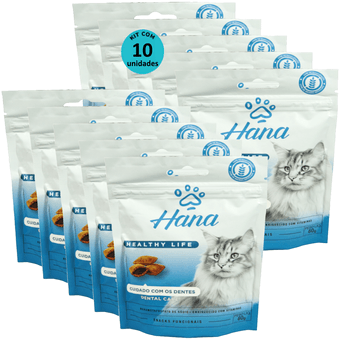 Kit-10-Snacks-Hana-Healthy-Life-Dental-Care-Gatos-Adultos-60g Kit-10-Snacks-Hana-Healthy-Life-Dental-Care-Gatos-Adultos-60g
