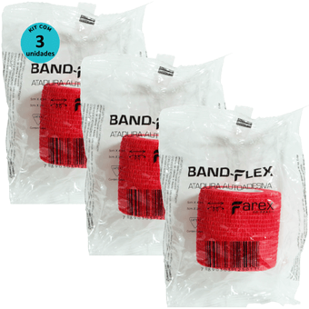 Kit-3-Atadura-Vermelha-5cm-BandFlex Kit-3-Atadura-Vermelha-5cm-BandFlex