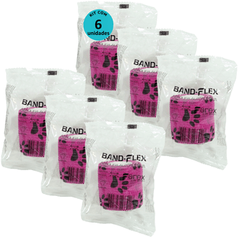 Kit-6-Atadura-Rosa-com-Patinhas-5cm-BandFlex Kit-6-Atadura-Rosa-com-Patinhas-5cm-BandFlex