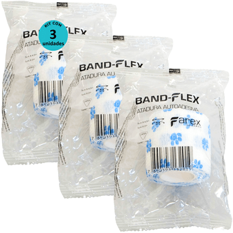 kit-3-Atadura-Branca-com-Patinhas-5cm-BandFlex kit-3-Atadura-Branca-com-Patinhas-5cm-BandFlex