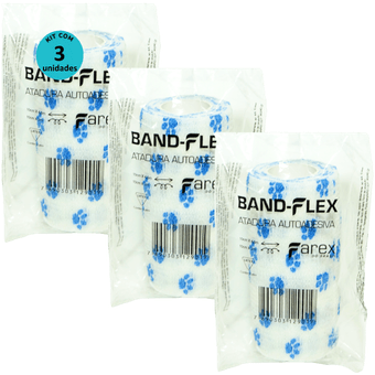 Kit-3-Atadura-Band-Flex-Branca-Com-Patinhas-10cm Kit-3-Atadura-Band-Flex-Branca-Com-Patinhas-10cm