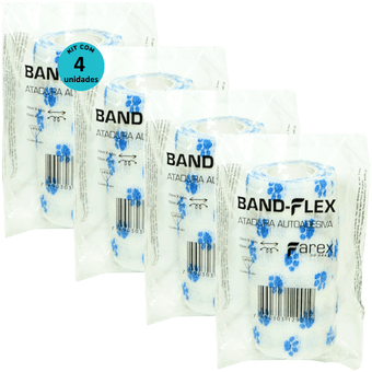 Kit-4-Atadura-Band-Flex-Branca-Com-Patinhas-10cm Kit-4-Atadura-Band-Flex-Branca-Com-Patinhas-10cm