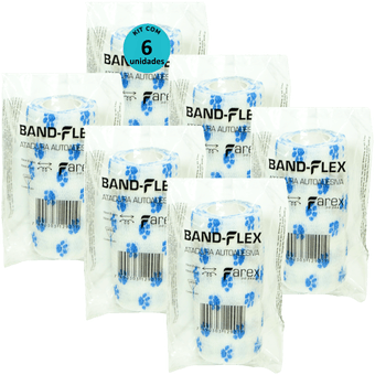 Kit-6-Atadura-Band-Flex-Branca-Com-Patinhas-10cm Kit-6-Atadura-Band-Flex-Branca-Com-Patinhas-10cm