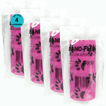 Kit-4-Atadura-Band-Flex-Rosa-com-Patinhas-10cm Kit-4-Atadura-Band-Flex-Rosa-com-Patinhas-10cm