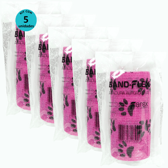 Kit-5-Atadura-Band-Flex-Rosa-com-Patinhas-10cm Kit-5-Atadura-Band-Flex-Rosa-com-Patinhas-10cm