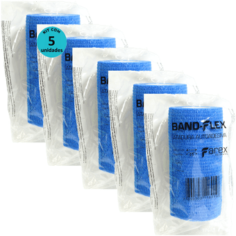 Kit-5-Atadura-Band-Flex-Azul-10cm Kit-5-Atadura-Band-Flex-Azul-10cm