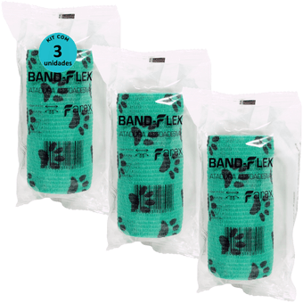 Kit-3-Atadura-Verde-Com-Patinhas-10cm-Band-Flex Kit-3-Atadura-Verde-Com-Patinhas-10cm-Band-Flex