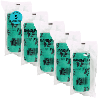 Kit-5-Atadura-Verde-Com-Patinhas-10cm-Band-Flex Kit-5-Atadura-Verde-Com-Patinhas-10cm-Band-Flex