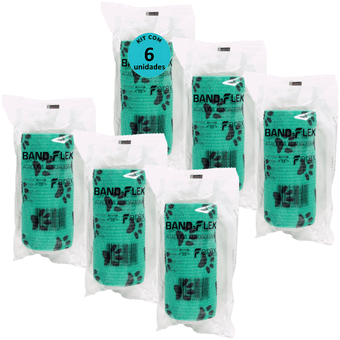 Kit-6-Atadura-Verde-Com-Patinhas-10cm-Band-Flex Kit-6-Atadura-Verde-Com-Patinhas-10cm-Band-Flex