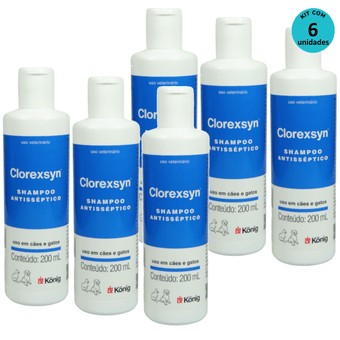 Kit-6-Shampoo-Antisseptico-Clorexsyn-Konig-200ml Kit-6-Shampoo-Antisseptico-Clorexsyn-Konig-200ml