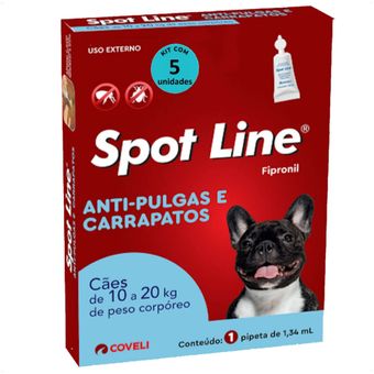 SPOT-LINE-ANTIPULGAS-E-CARRAPATOS-134ML-PARA-CAES-DE-10 A-20KG-COVELI-KIT-COM-51 SPOT-LINE-ANTIPULGAS-E-CARRAPATOS-134ML-PARA-CAES-DE-10 A-20KG-COVELI-KIT-COM-51