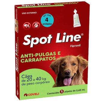 SPOT-LINE-ANTIPULGAS-E-CARRAPATOS-268ML-PARA-CAES-DE-20-A-40KG-COVELI-KIT-COM-41 SPOT-LINE-ANTIPULGAS-E-CARRAPATOS-268ML-PARA-CAES-DE-20-A-40KG-COVELI-KIT-COM-41