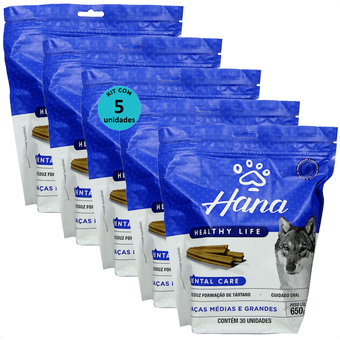 Kit-5-Hana-Dental-Care-Caes-650g-Racas-Medias-e-Grandes Kit-5-Hana-Dental-Care-Caes-650g-Racas-Medias-e-Grandes